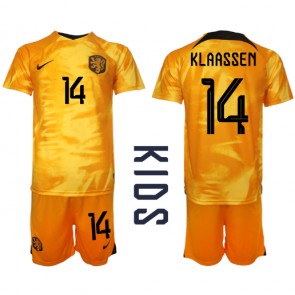 Lacne Dětský Futbalové dres Holandsko Davy Klaassen #14 MS 2022 Krátky Rukáv - Domáci (+ trenírky)